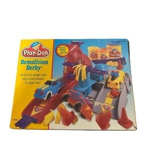 Vintage Play-Doh Demolition Derby Car Mold Play Set 1997 Kids Toy